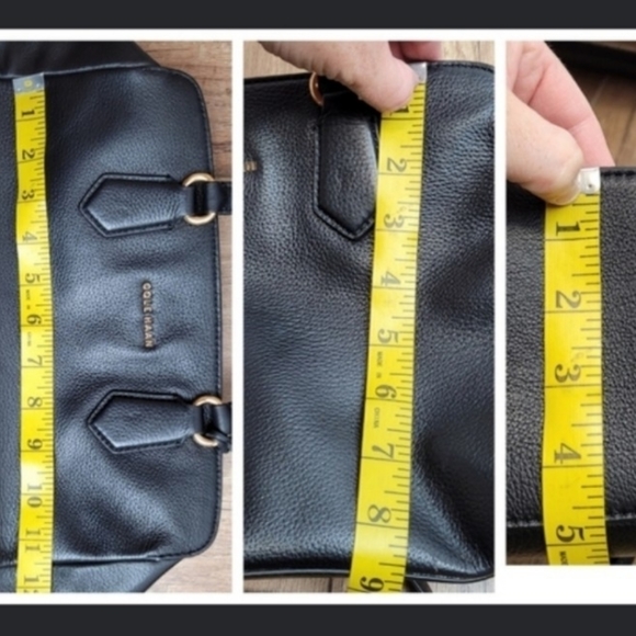 Cole Haan Dorset Satchel black leather golden metal lock key crossbody strap bag - Picture 15 of 16